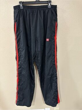 Wilson Men’s Black Track Pants with Red Side Stripes